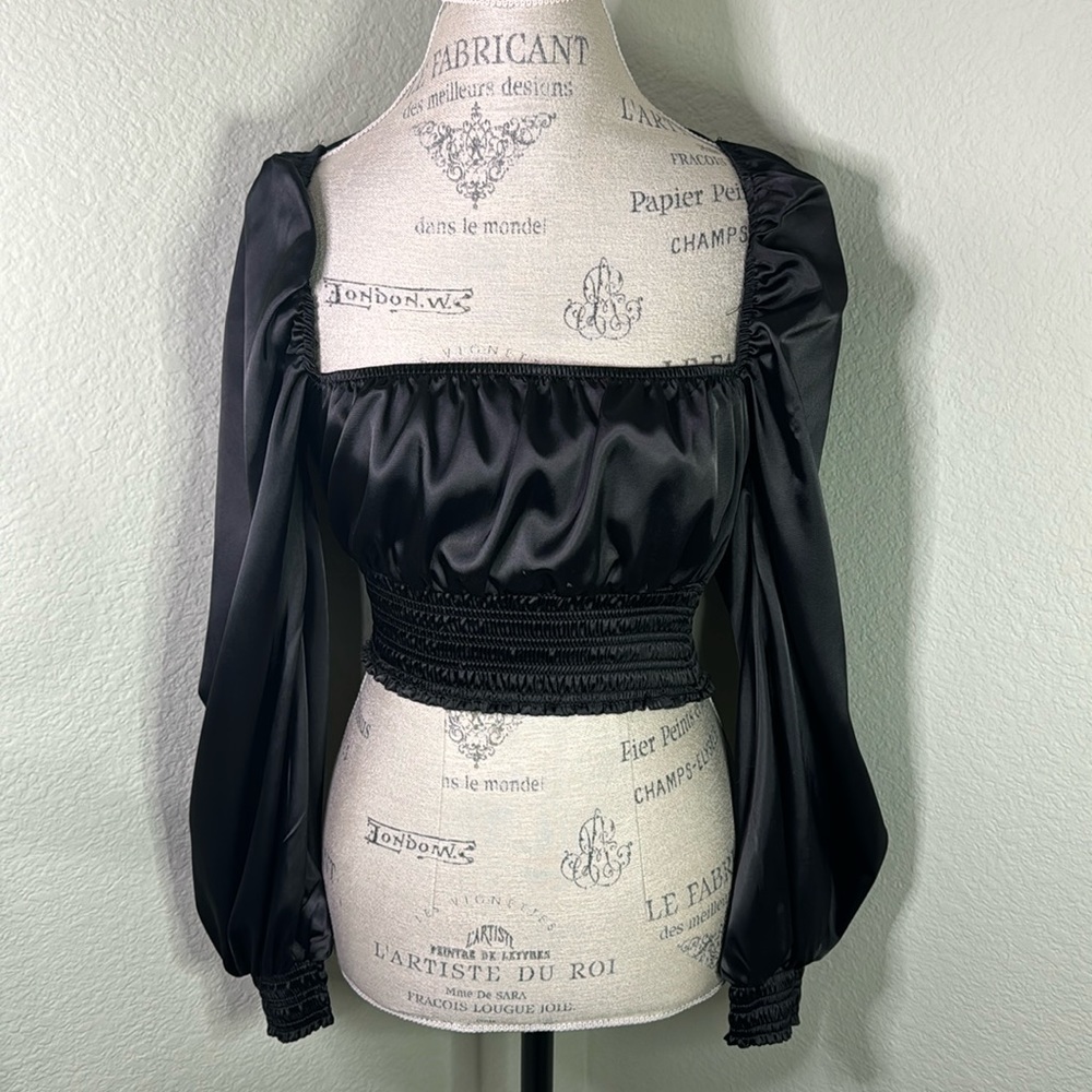 AFRM Black Satin Blouse